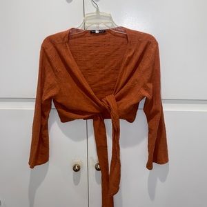 Brandy Melville linen long sleeve burnt orange top